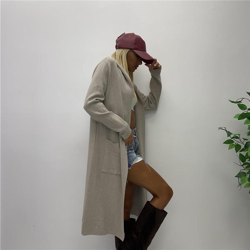 cardigan lungo senza bottoni con cappuccio fast